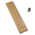 Classic Cribbage Set-Solid Wood 2 Track Board w/ Metal Pegs